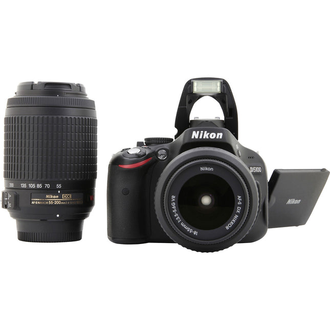 Appareil photo Reflex NIKON D5100 18-55+55-200 VR + Etui, 8Go, Mll3 Reconditionné