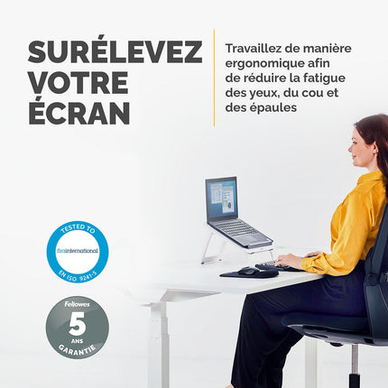 SUPPORT FELLOWES pc portable ergonomique Quicklift I blan