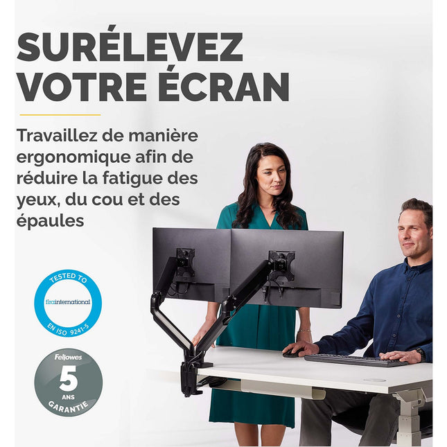 Support écran PC FELLOWES Support double Platinum série