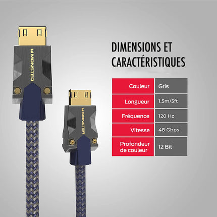 Câble HDMI MONSTERCABLE M3000 UHD 8K DOLBYVISION HDR 48GBPS 1.5M