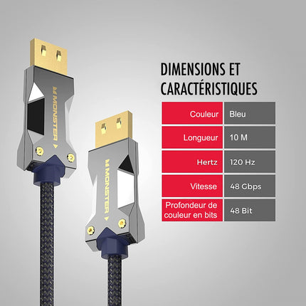 Câble HDMI MONSTERCABLE M3000 UHD 8K DOLBY VISION HDR 48GBPS 10M