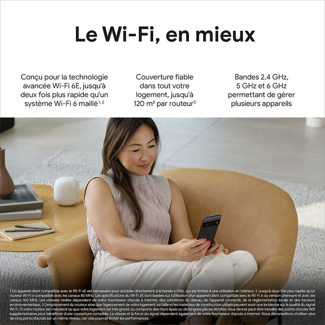 Routeur Wifi GOOGLE Nest Wifi Pro - Wifi 6E, Neige