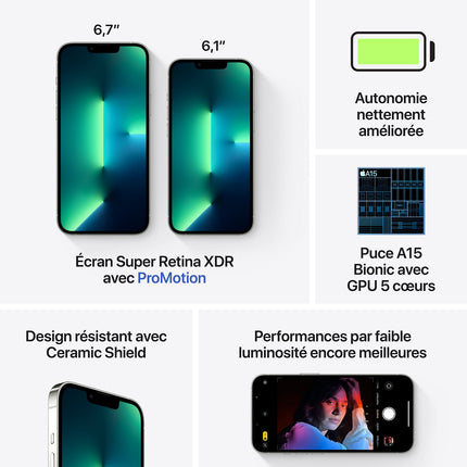 Smartphone APPLE iPhone 13 Pro Max Argent 128Go 5G Reconditionné