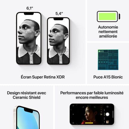 Smartphone APPLE iPhone 13 5G 128Go Lumière Stellaire Reconditionné