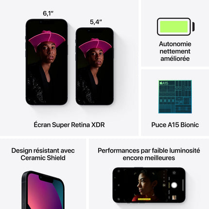 Smartphone APPLE iPhone 13 Minuit 256Go 5G Reconditionné