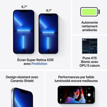 Smartphone APPLE iPhone 13 Pro Bleu alpin 512Go 5G Reconditionné