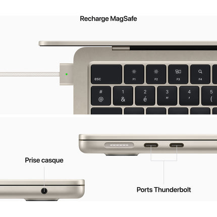 Ordinateur Apple MACBOOK Air 13' M2 8Go RAM 512Go SSD Lumière S Reconditionné