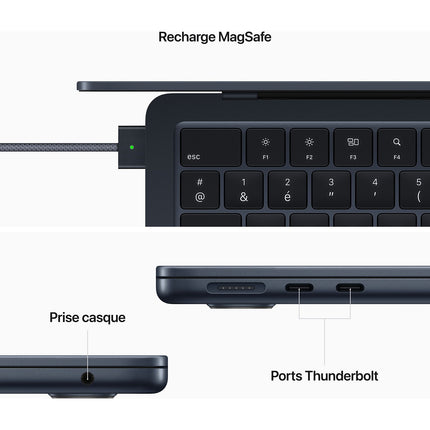 Ordinateur Apple MACBOOK Air 13' M2 8Go RAM 256Go SSD Minuit Reconditionné