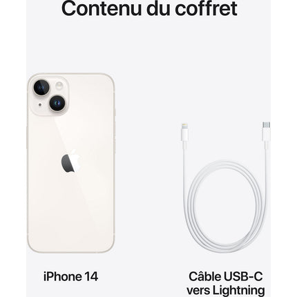 Smartphone APPLE iPhone 14 Lumiere Stellaire 256Go 5G Reconditionné