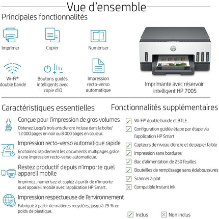Imprimante jet d'encre HP Smart Tank 7005/7007