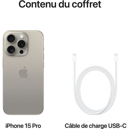 Smartphone APPLE iPhone 15 Pro Titane Naturel 128Go 5G Reconditionné