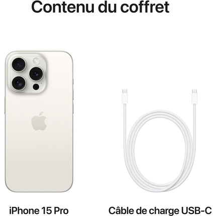 Smartphone APPLE iPhone 15 Pro Titane Blanc 256Go 5G Reconditionné
