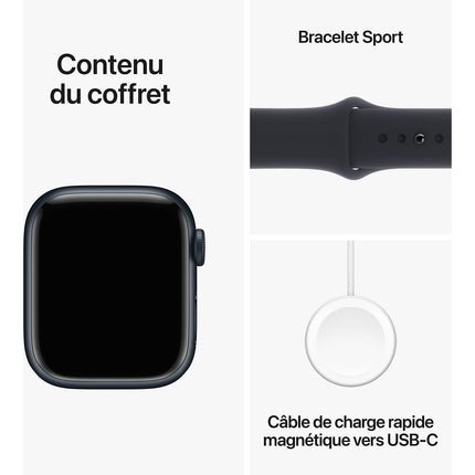 Montre connectée APPLE WATCH Serie 9 Cellular 41mm Aluminium / Minuit S/M Reconditionné