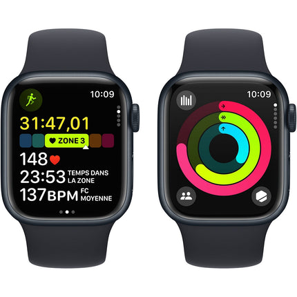 Montre connectée APPLE WATCH Serie 9 Cellular 41mm Aluminium / Minuit S/M Reconditionné