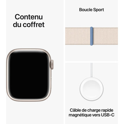 Montre connectée APPLE WATCH Serie 9 41mm Aluminium/Lumière Stellaire Loop Reconditionné