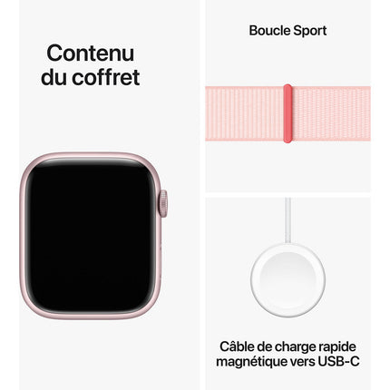 Montre connectée APPLE WATCH Serie 9 41mm Aluminium / Rose Loop Reconditionné