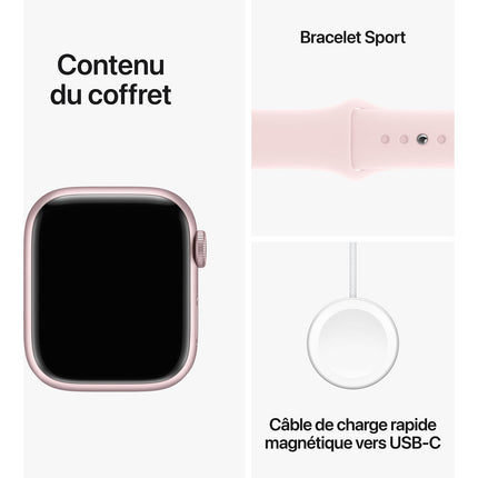 Montre connectée APPLE WATCH Serie 9 45mm Aluminium/Rose S/M Reconditionné