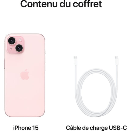 Smartphone APPLE iPhone 15 Rose 128Go 5G Reconditionné