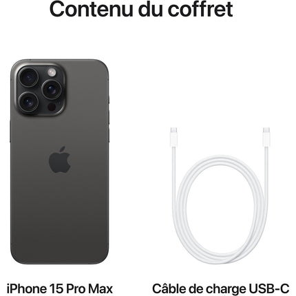 Smartphone APPLE iPhone 15 Pro Max Titane Noir 512Go 5G Reconditionné