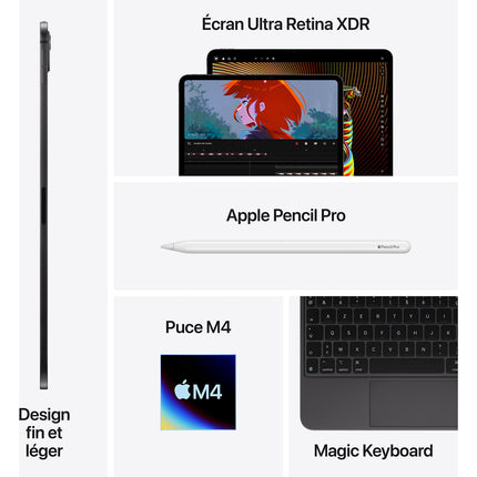 Tablette Apple IPAD Pro 13 M4 256Go Noir Sidéral Cellular Reconditionné