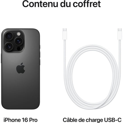 Smartphone APPLE iPhone 16 Pro Titane Noir 512Go Reconditionné
