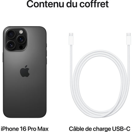 Smartphone APPLE iPhone 16 Pro Max Titane Noir 256Go Reconditionné
