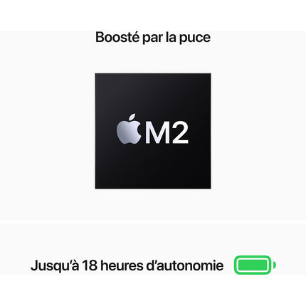 Ordinateur Apple MACBOOK Air 13,6" Puce M2 CPU 8 / GPU 8 cœurs Mémoire RAM 16Go Stockage 256Go SSD Retina Minuit Reconditionné
