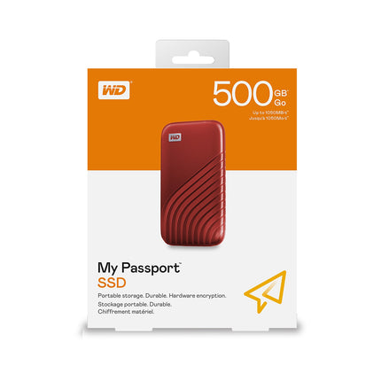 Disque dur SSD externe WESTERN DIGITAL My Passport 500Go Rouge