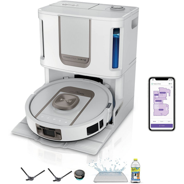 Robot Aspirateur Laveur SHARK PowerDetect ThermaCharged Blanc