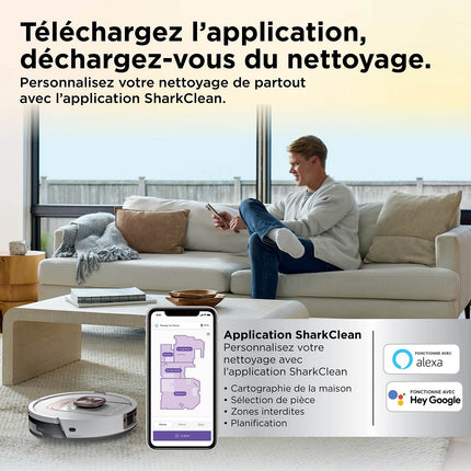 Robot Aspirateur Laveur SHARK PowerDetect ThermaCharged Blanc