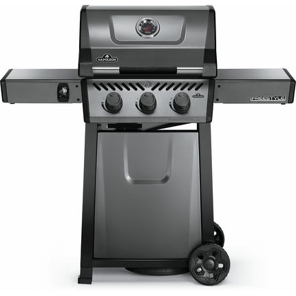 Barbecue gaz NAPOLEON Freestyle F365PGT-FR gris noir 3 brûleurs sur chariot, 51x45 cm