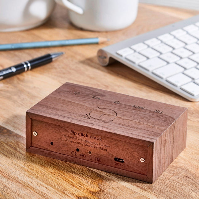 Réveil GINGKO Flip Natural Walnut