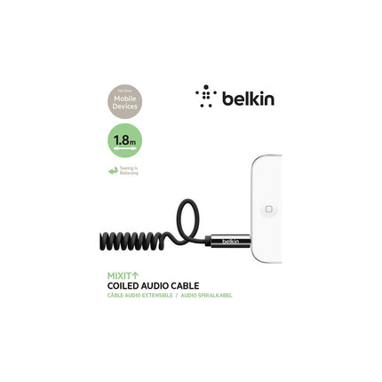 Adaptateur Jack BELKIN Jack 3.5mm spirale noir - 1M80