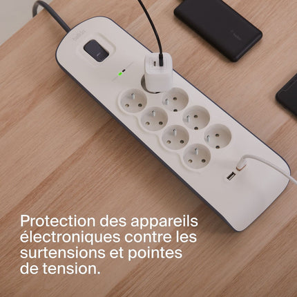 Multiprise USB BELKIN 8 prises parafoudres + 2 USB