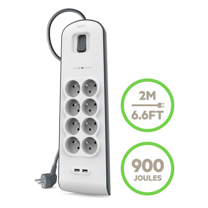 Multiprise USB BELKIN 8 prises parafoudres + 2 USB