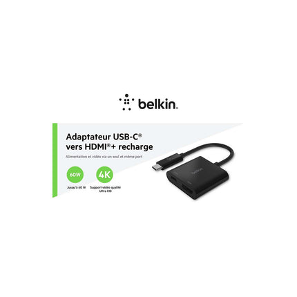 Adaptateur HDMI/USB-C BELKIN USB-C HDMI 60W Noir