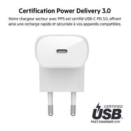 Chargeur BELKIN 30W USB-C pour samsung et apple