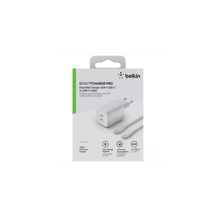 Chargeur BELKIN USB C x2 65W GaN PPS + Cable USB-C 2m