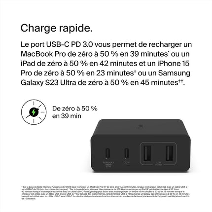 Chargeur ordinateur portable BELKIN 4 ports 2 USB-C 2 USB-A 108W Noir