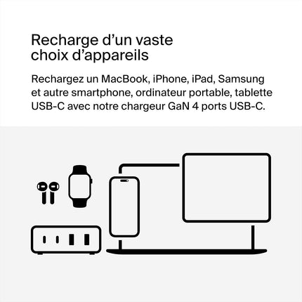 Chargeur ordinateur portable BELKIN 4 ports 2 USB-C 2 USB-A 108W Noir
