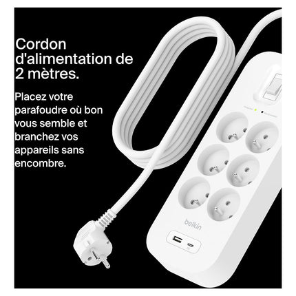 Multiprise BELKIN 6 prises + USB-C et USB-A