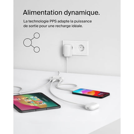 Chargeur BELKIN USB-C 30W Power Delivery + USB-A 12W