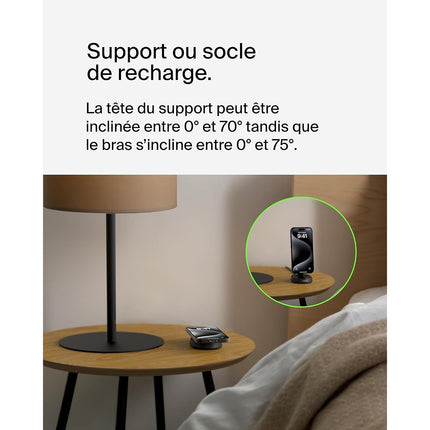 Chargeur induction BELKIN support recharge 15W 2 en 1 pliable