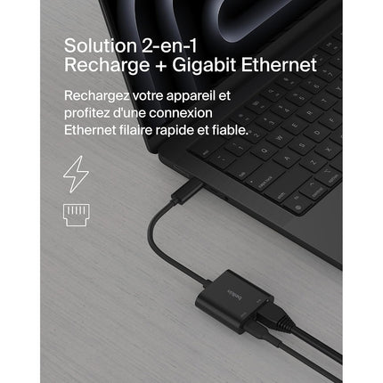Adaptateur BELKIN USB-C vers ethernet + recharge 100W