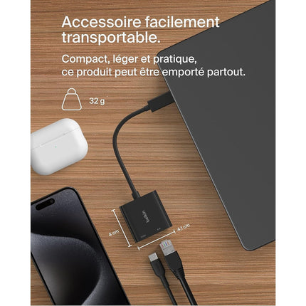 Adaptateur BELKIN USB-C vers ethernet + recharge 100W