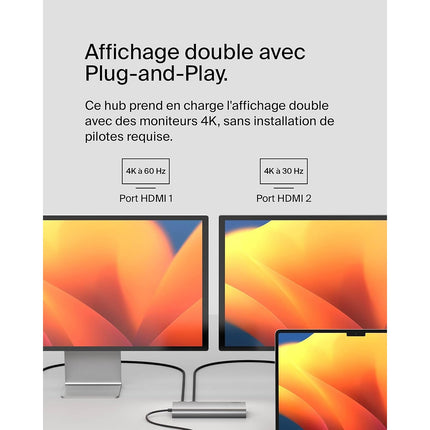 Station d'accueil BELKIN USB-C 8 en 1 universelle Hub Core