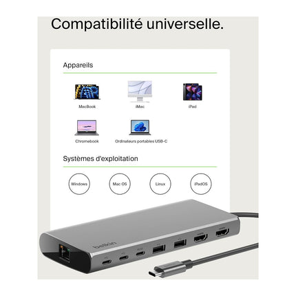 Station d'accueil BELKIN USB-C 8 en 1 universelle Hub Core