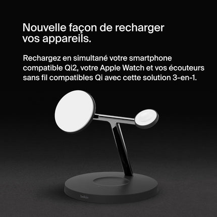 Chargeur induction BELKIN Qi2 noir 3 en 1
