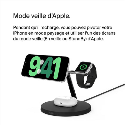 Chargeur induction BELKIN Qi2 noir 3 en 1