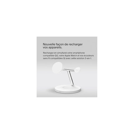 Chargeur induction BELKIN Qi2 Blanc 3 en 1